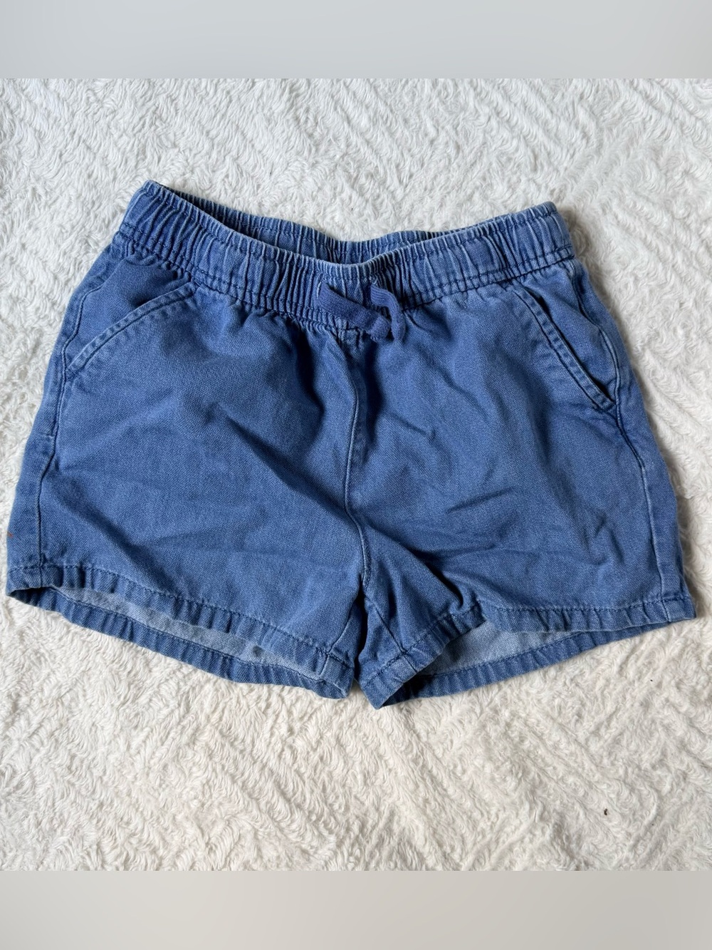 Cat & Jack Kids Blue Chambray Denim Look Shorts Elastic Waist Size S (6/7)